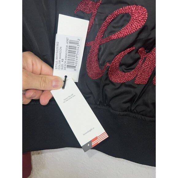 Honor The Gift Stadium Jacket Women’s NEW XS Varsity Nwts Black Maroon 1B - Picture 12 of 15